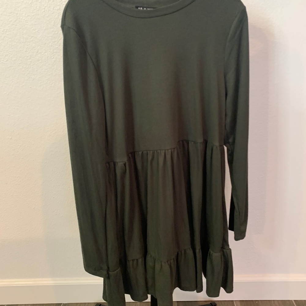 Dark Green long sleeve above the knee Dress